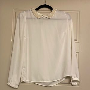 Loft Pearl Collared Blouse